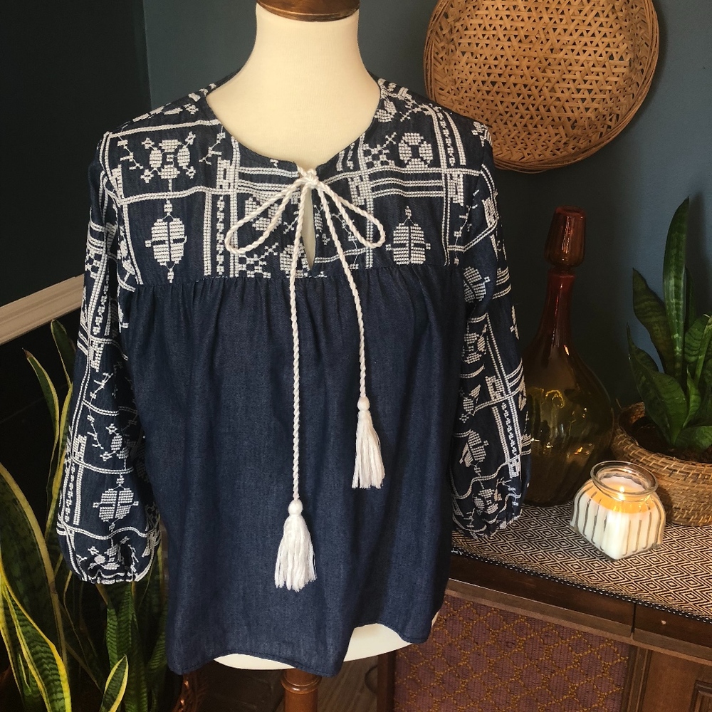 English Factory Embroidered Boho Blouse